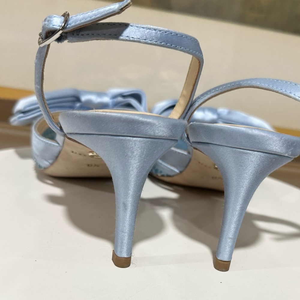 🌹DEE OCLEPPO🌹Brazil Satin Bow Slingback Pumps In Blue Size: 6.5 - Picture 10 of 12